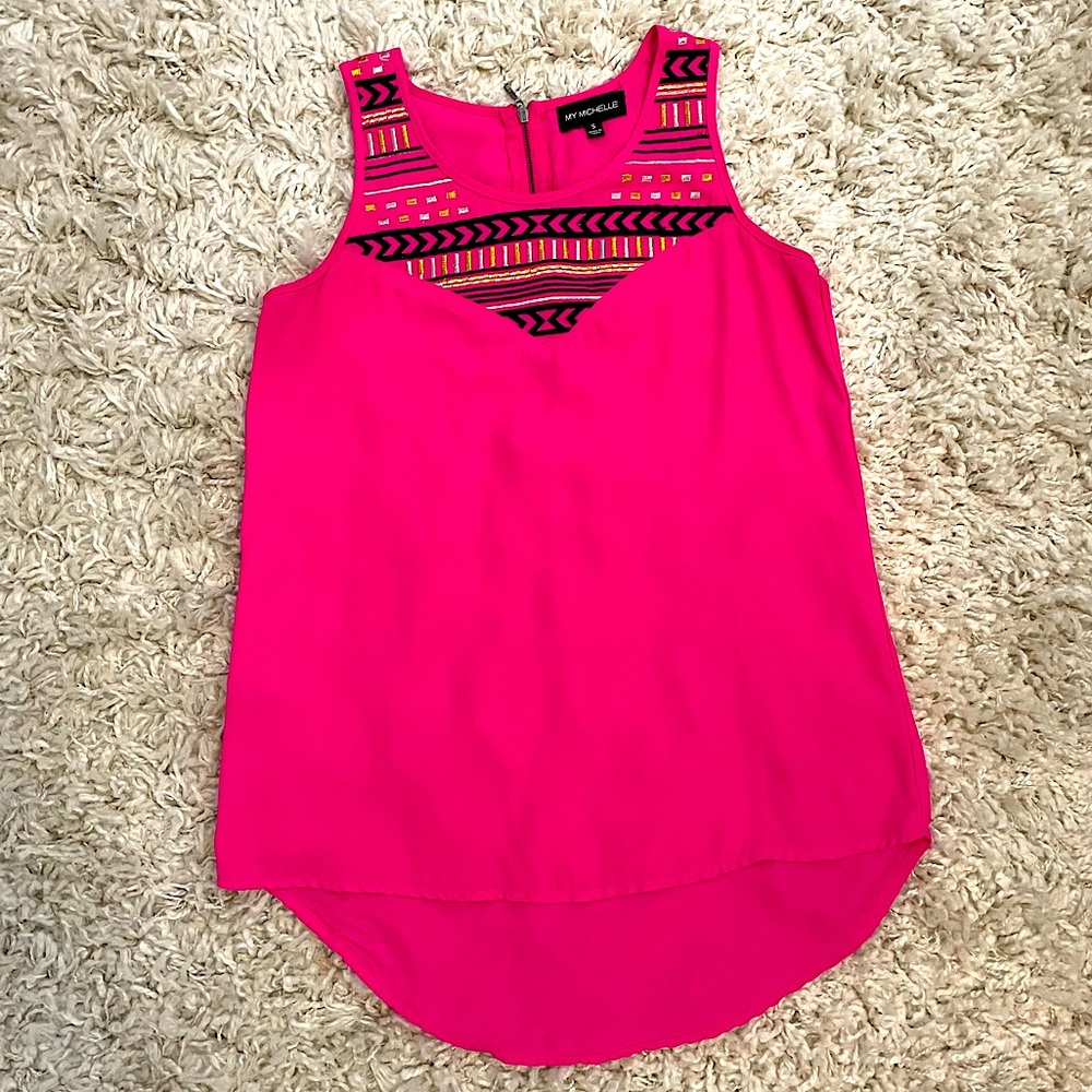 Bright neon pink tank top